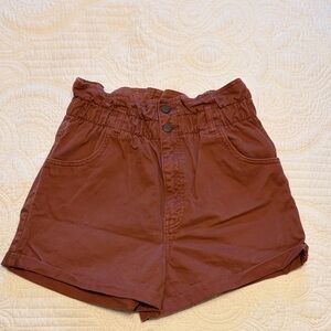 Abercrombie & Fitch High-Waist Paperbag Shorts - Rust Brown